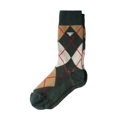 PRADA PRADA TRIANGLE-LOGO CHECKED SOCKS