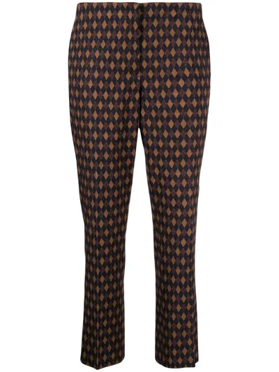 Pre-owned Prada Diamond-print Cropped Trousers In 彩色