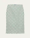 Prada Textured Fabric Diamond Pattern Skirt In F0089 Verde