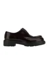 Prada Brushed Leather Lace-up Shoes Lace Up Shoes Black In Brown