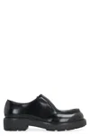 Prada Brushed Leather Lace-up Shoes Lace Up Shoes Black In Black
