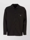 Prada Contrast-trim Silk Pajama Shirt In Brown