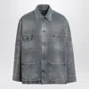 Prada Jacke Im Distressed-look In Gray