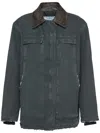 Prada Triangle-logo Canvas Jacket In Grey
