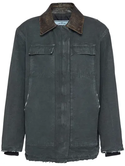 PRADA DISTRESSED CANVAS JACKET