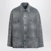 Prada Jacke Im Distressed-look In Gray