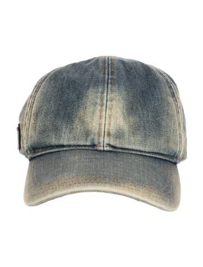 Pre-owned Prada Distressed Denim Baseball Cap