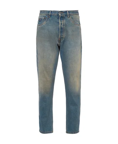 Prada Distressed-effect Straight-leg Jeans In Blue