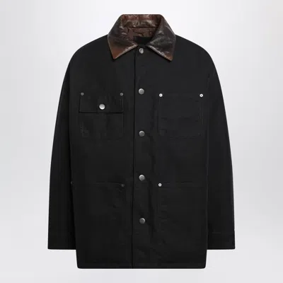 Prada Distressed Finish Medium Down Jacket In Technical Cotton In Multi