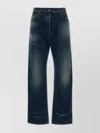 Prada Distressed Five-pocket Denim Trousers In Blue