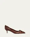Prada Distressed Leather Pointed-toe Pumps In Brown