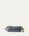 Prada Distressed Leather Shoulder Bag In F03x2 Avio N