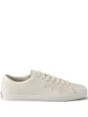 Prada Low Profile Round Toe Rubber Sole Sneakers In White