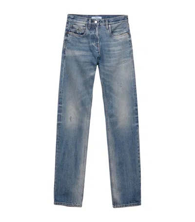 Prada Distressed Low-rise Straight Jeans
