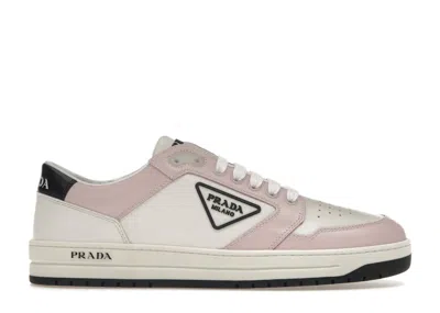 Pre-owned Prada District Sneaker Perforated Leather (women's) Sneakers In White/pink In Multi