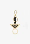 Prada Dividable Leather And Metal Key-ring In Gold