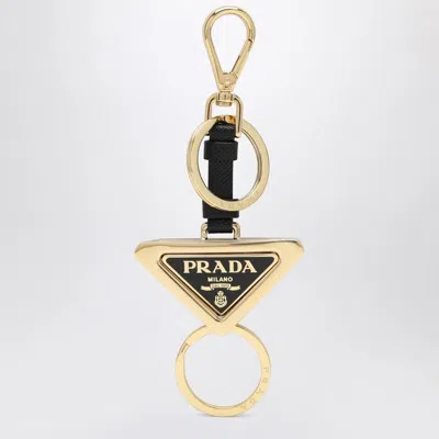 Prada Divisible Black Leather And Metal Key Ring