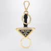Prada Women Portachiavi Logo Triangolo Saffiano In Silver