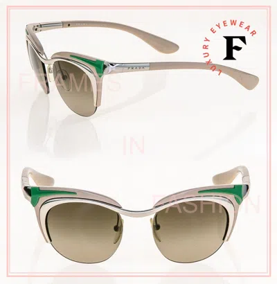 Pre-owned Prada Dixie Oval Retro Pr61os Beige Green Mirror 61o Fashion Runway Sunglasses