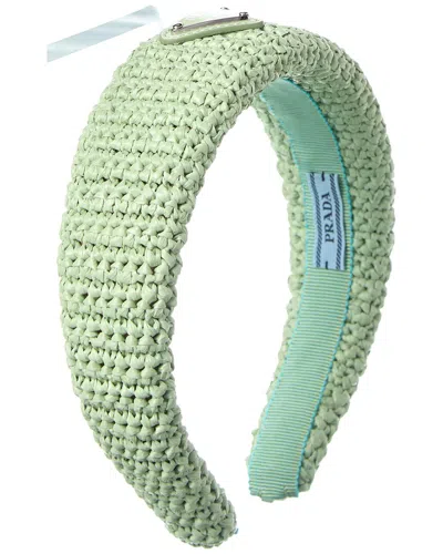 Prada Dnu Inv  Logo Crochet Headband In Green