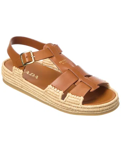 Prada Logo Leather Sandal