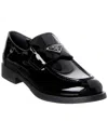 Prada Logo Patent Leather Loafers In Black