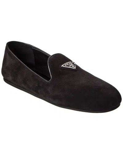 Prada Dnu Inv  Logo Suede Loafer