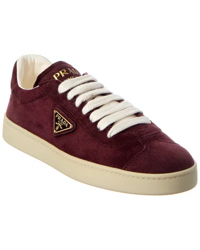 Prada Logo Suede Sneaker In Red