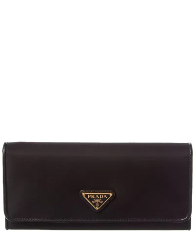 Prada Dnu Inv  Logo Tessuto & Leather Continental Wallet