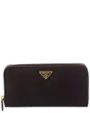 Prada Dnu Inv  Logo Tessuto & Leather Zip Around Wallet