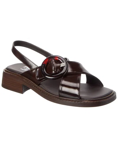 Prada Dnu Pack  Re-edition 1996 Brushed Leather Sandal In Burgundy