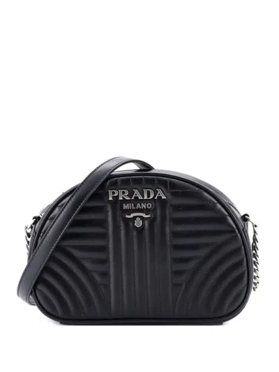 Pre-owned Prada Dome Diagramme Quilted Leather Small Crossbody Bag In Black