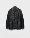 Prada Double-breasted Nappa Leather Caban Jacket In Black