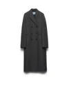 Prada Double-breasted Gingham-checked Mouliné Wool Coat In Gray
