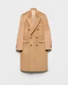 Prada Doppelreihiger Mantel Aus Wollgemisch In Brown