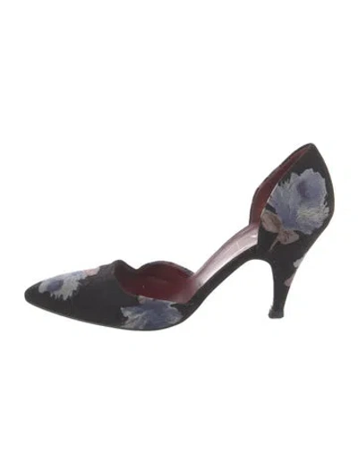 Pre-owned Prada D'orsay Canvas D'orsay Pumps In Black