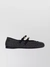 Prada Dotted Round Toe Ballerina Flats In Black