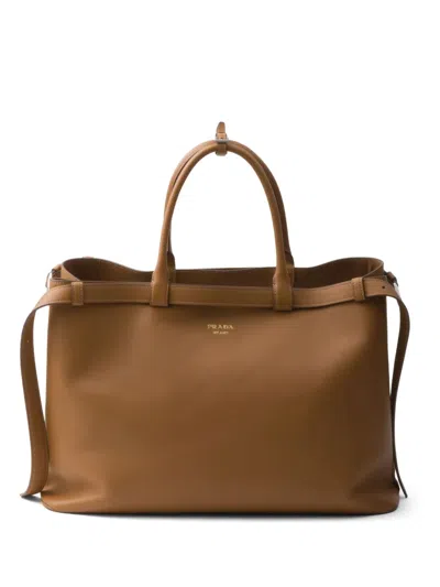 PRADA DOUBLE-BELT LEATHER HANDBAG