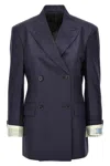 Prada Double-breasted Jackets Long Sleeves Pinstripes