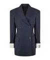 Prada Double Breasted Blazer In Blue