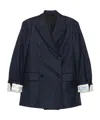 Prada Double-breasted Blazer In Blue
