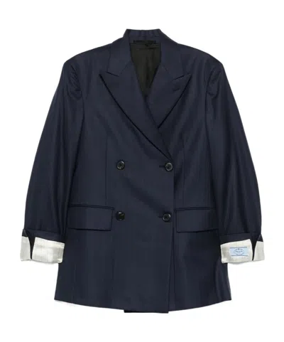 PRADA PRADA DOUBLE-BREASTED TAILORED BLAZER