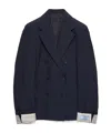 Prada Double-breasted Kid Mohair Jacket In Blue