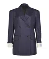 Prada Double-breasted Jackets Long Sleeves Pinstripes In Blue