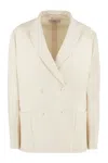 PRADA DOUBLE-BREASTED BLAZER FOR WOMEN IN COTTON WITH LAPEL COLLAR AND BACK SLIT