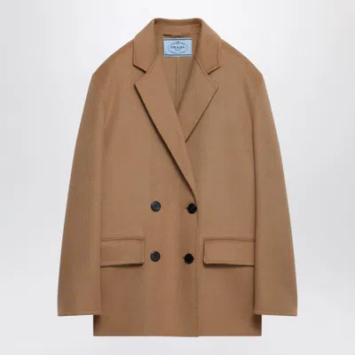 Prada Double-breasted Blazer In Brown