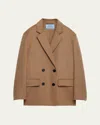 Prada Double-breasted Blazer In F0040 Cammello