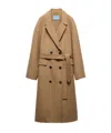 Prada Doppelreihiger Mantel Aus Kaschgora In Camel Brown