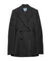 Prada Double-breasted Vintage-look Rush Stitch Jacket In Coal Gray