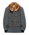 Prada Double-breasted Chevron Peacoat In Gray
